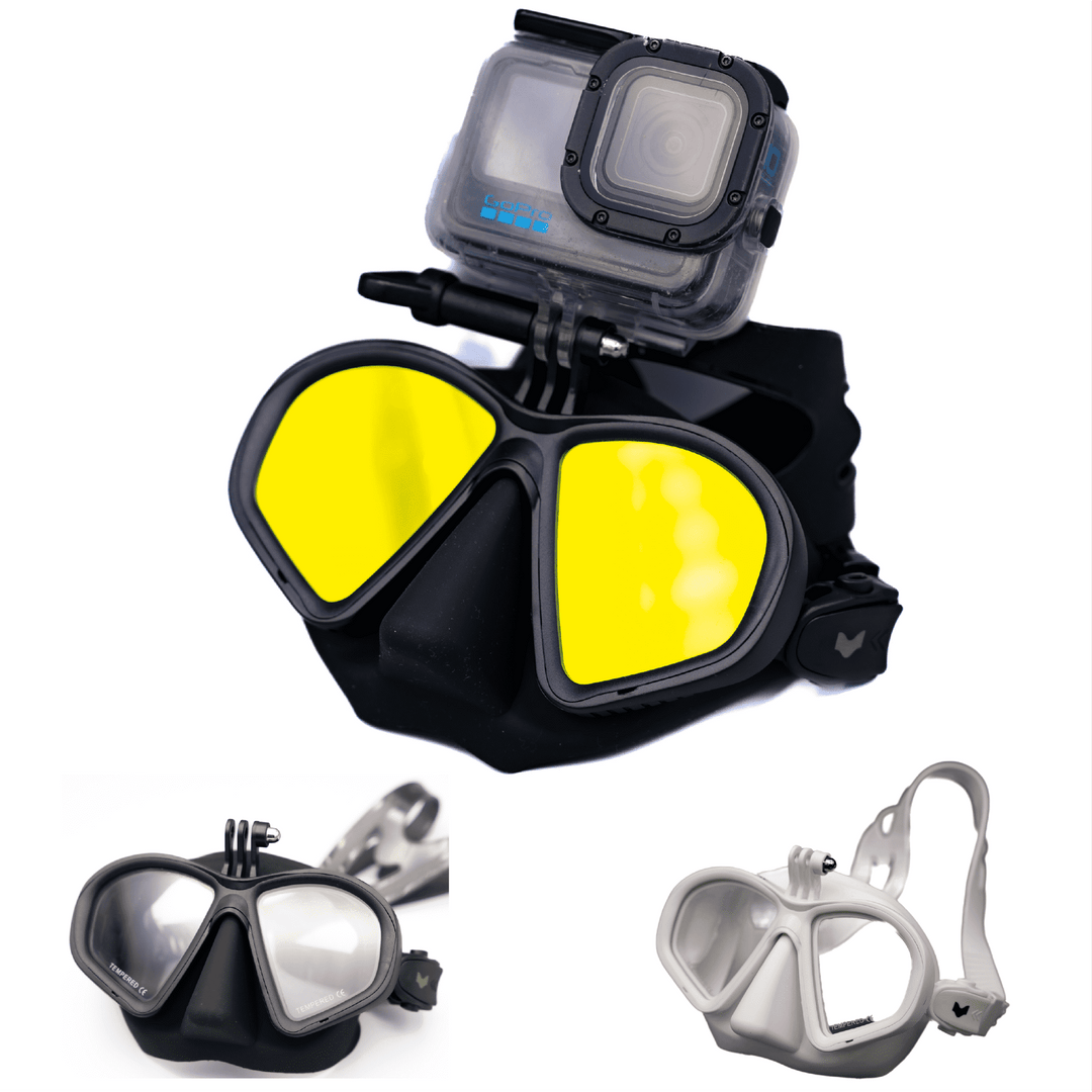 UMMY ダイビングマスク Shot(ショット) 全3色 GoProマウント付き フリーダイビング スピアフィッシング 魚突き スキンダイビング シュノーケリング