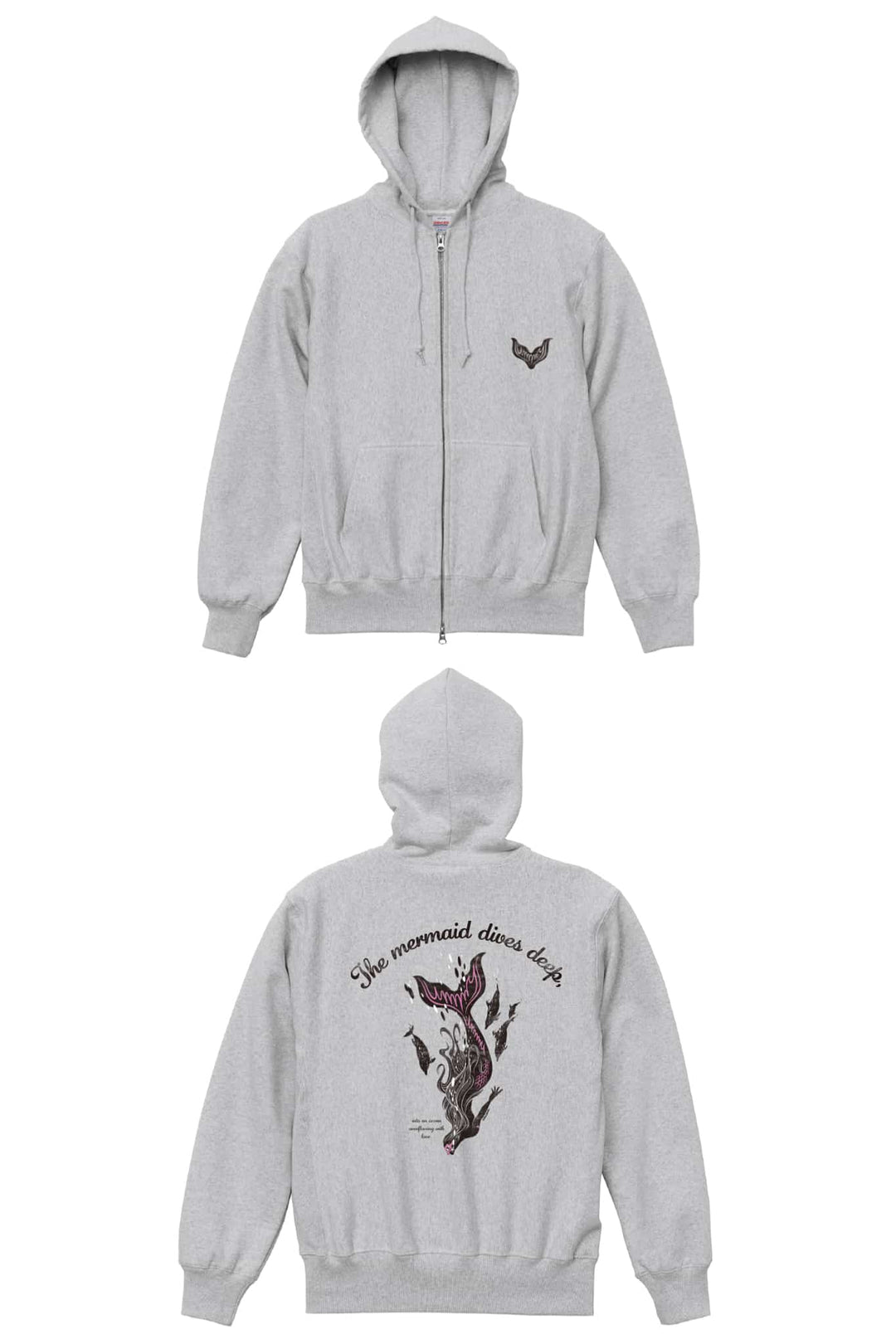 UMMY マーメイド ヘビーウェイトジップアップフーディー 裏起毛 12オンス ユニセックス スウェット パーカー