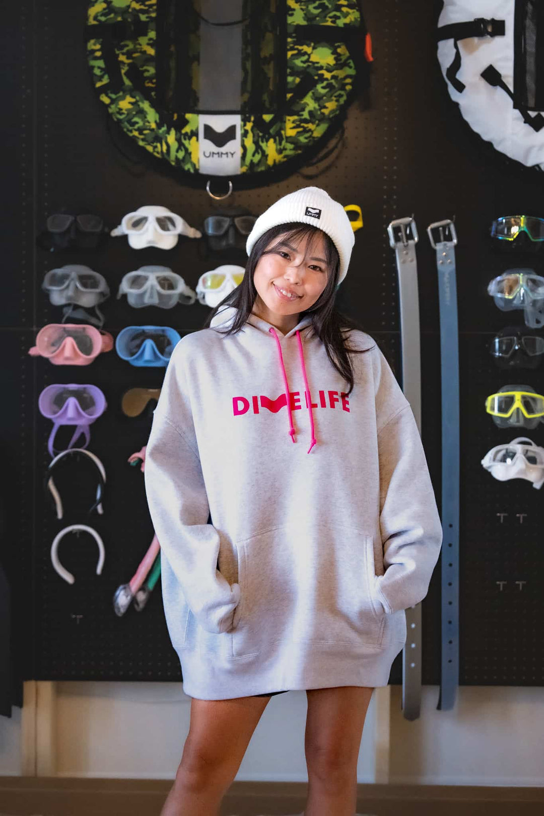 UMMY ビッグシルエット Dive Life プルオーバー パーカー 10オンス（裏起毛）