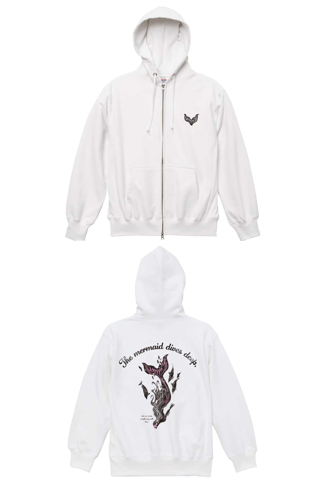 UMMY マーメイド ヘビーウェイトジップアップフーディー 裏起毛 12オンス ユニセックス スウェット パーカー