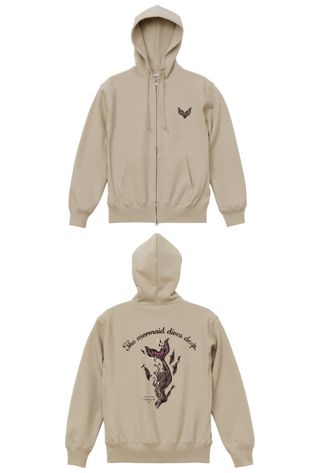 UMMY マーメイド ヘビーウェイトジップアップフーディー 裏起毛 12オンス ユニセックス スウェット パーカー