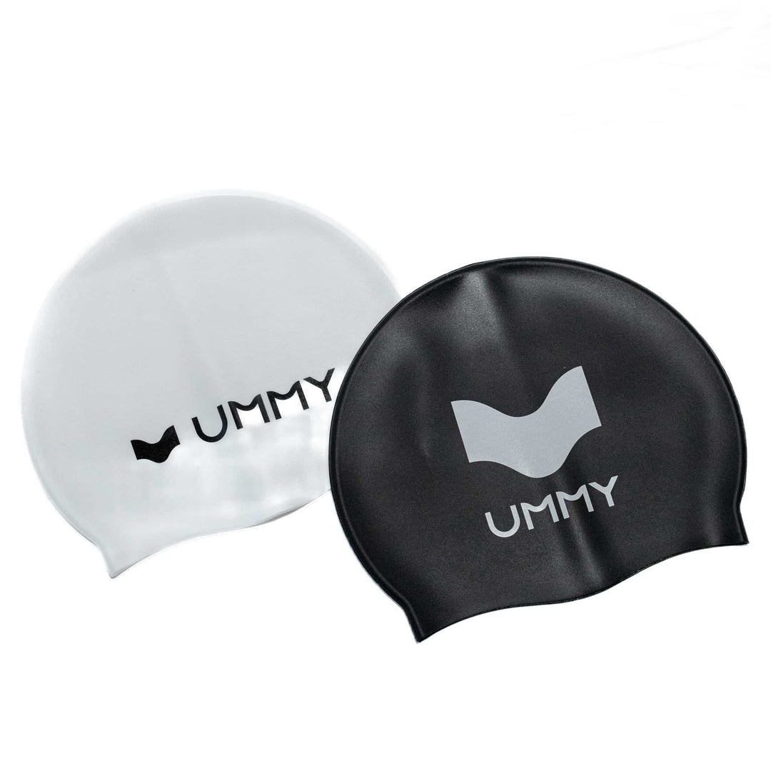 UMMY 游泳帽 2 色套装黑色白色自由潜水游泳